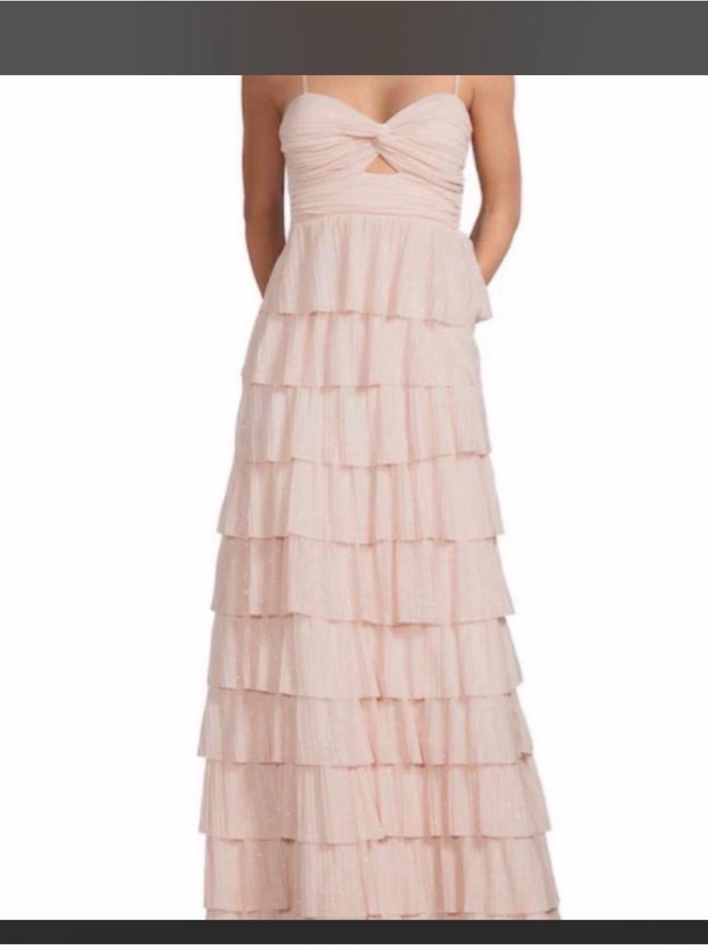 Tiered Blush Pink Maxi Dress with Sweetheart Bodice